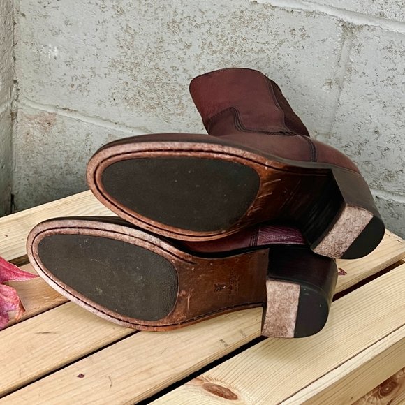 Frye Janis Gore Short Brown Leather Ankle Boots Size 7.5 - Picture 6 of 7